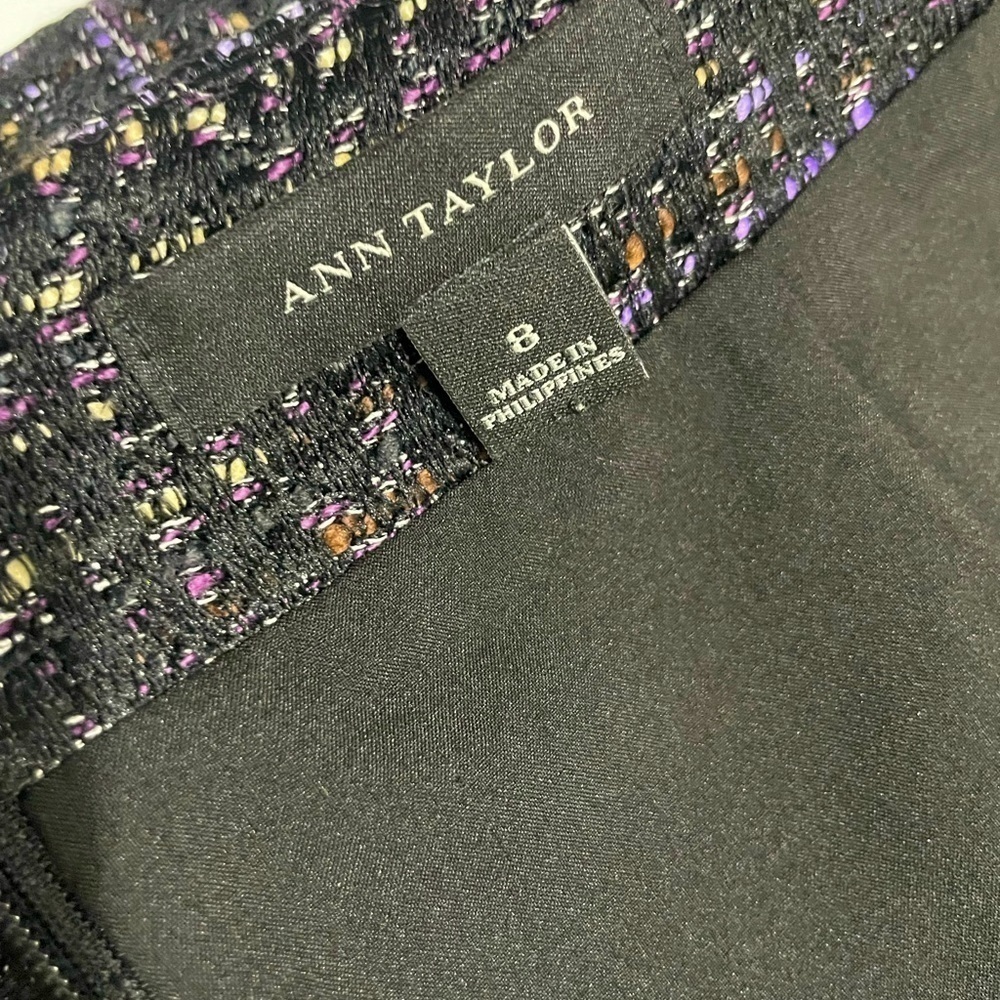 Ann Taylor Tweed Mini Skirt Womens 8 Wool Blend Back Zip Lined Textured - Picture 6 of 10
